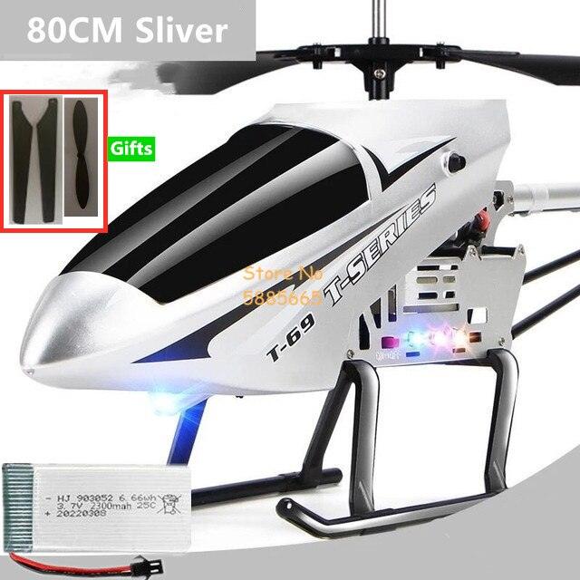 80CM Rc Helicopter - Big Alloy Remote Control Helicopter Model Dual Flexible Propeller Anti-Crash LED Colorful Light Electric RC Helicopter Toy - RCDrone