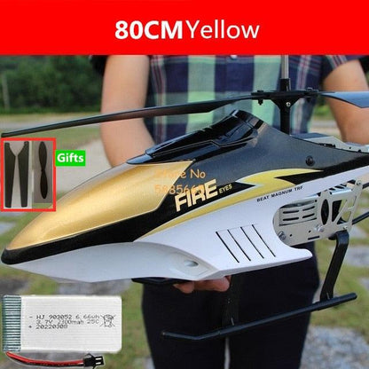 80CM Rc Helicopter - Big Alloy Remote Control Helicopter Model Dual Flexible Propeller Anti-Crash LED Colorful Light Electric RC Helicopter Toy - RCDrone