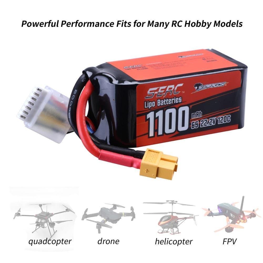 SUNPADOW 6S 22.2V 1100mAh 1300mAh 1500mAh 120C Lipo Battery with XT60 Plug for RC FPV Helicopter Airplane Drone Quadcopter Hobby - RCDrone