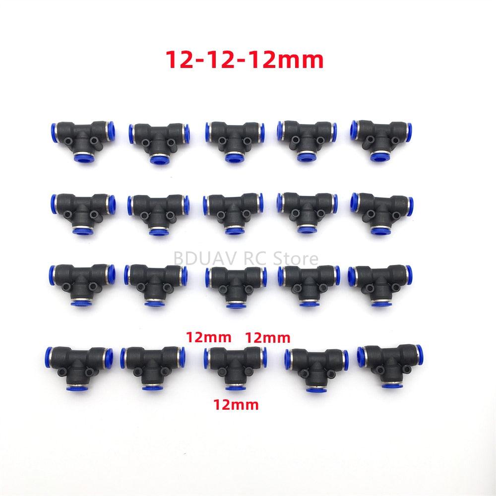 T-Type Air Tube Quick Connector - 20 pcs 8 mm 12 mm Plastic Pneumatic Tee Fitting T-Type Air Tube Quick Connector for Agricultural Drones - RCDrone