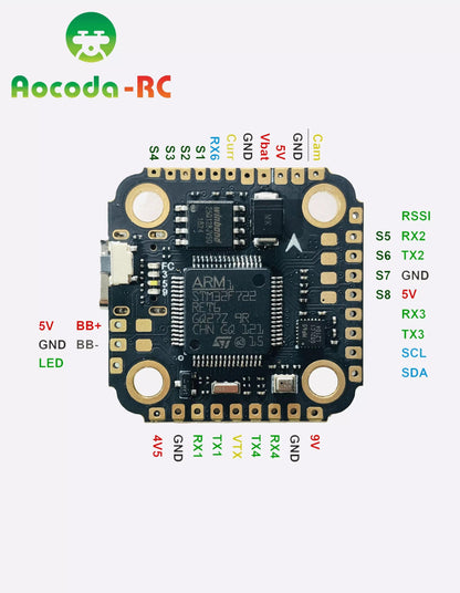 Aocoda-RC F7 MINI V1.0 Flight Controller - 3-6S 20X20mm FC MPU6500 w/ OSD Barometer Black Box For RC FPV Drones - RCDrone