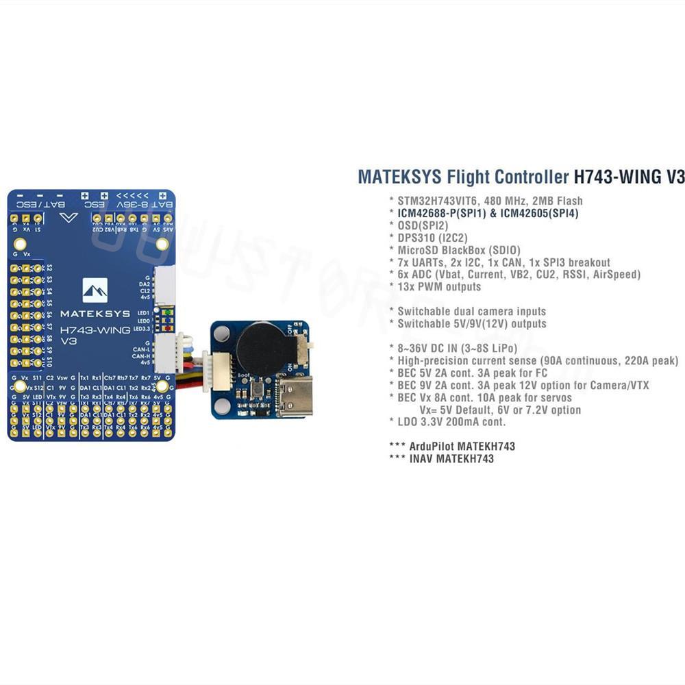 Matek Mateksys Flight Controller - 2022 NEW H743-WING V3 H743 Wing for FPV Racing RC Drone Fixed Wings - RCDrone