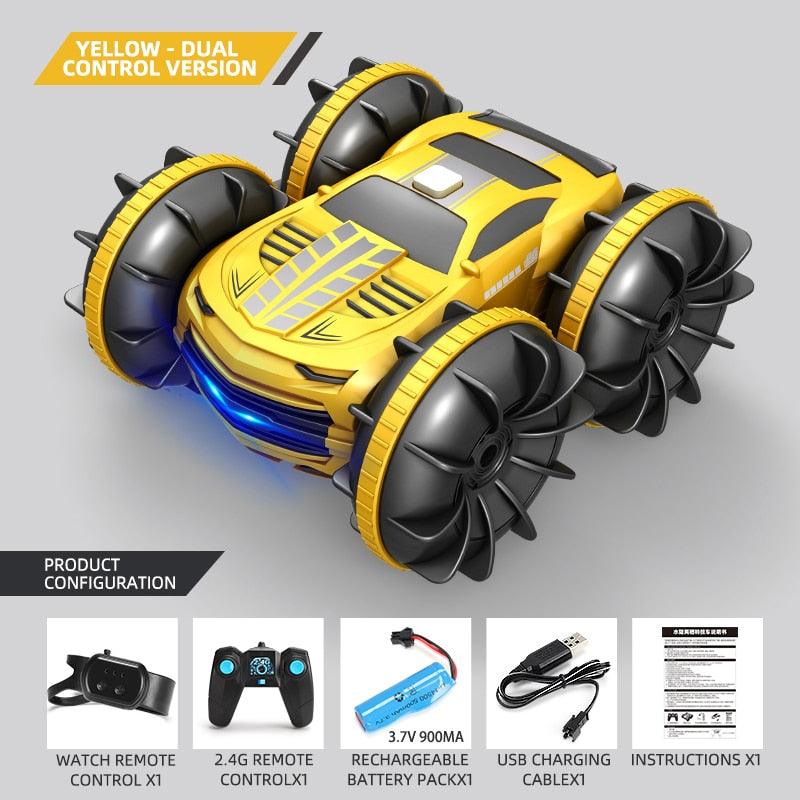2in1 RC Car 2.4GHz Remote Control Boat Waterproof Radio Controlled Stunt Car 4WD Vehicle All Terrain Beach Pool Toys for Boys - RCDrone