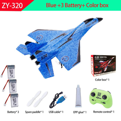 New RC Plane Glider Airplane Flying Model With LED Remote Radio 2.4G Aircraft Fighter EPP Chargeable Toys For Boy Children Gifts - RCDrone