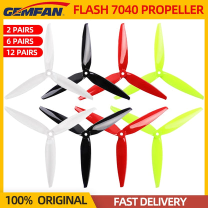 2/6/12 paires d'hélices Gemfan Flash 7040 - 7 pouces 3 pales 7X4X3 CW CCW accessoires pour FPV RC Drone Racing Freestyle longue portée quadrirotor