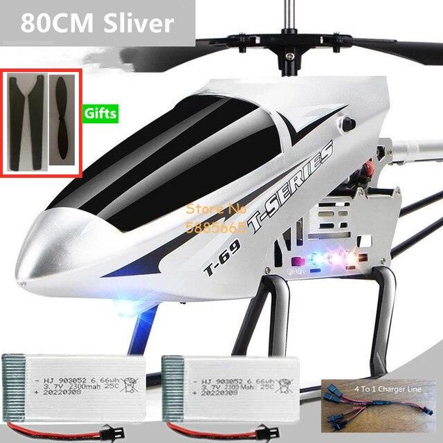 80CM Rc Helicopter - Big Alloy Remote Control Helicopter Model Dual Flexible Propeller Anti-Crash LED Colorful Light Electric RC Helicopter Toy - RCDrone