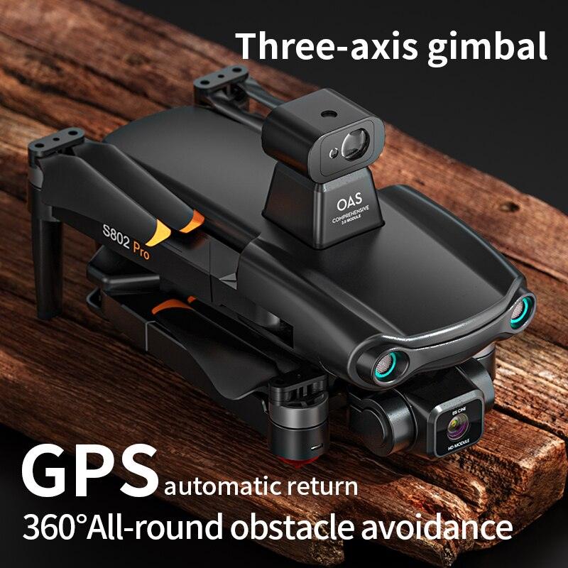 S802 / S802 Pro Drone - 4K HD Professional HD Camera Laser Obstacle Avoidance 3-Axis Gimbal 5G WiFi EIS FPV Dron RC Quadcopter Professional Camera Drone - RCDrone
