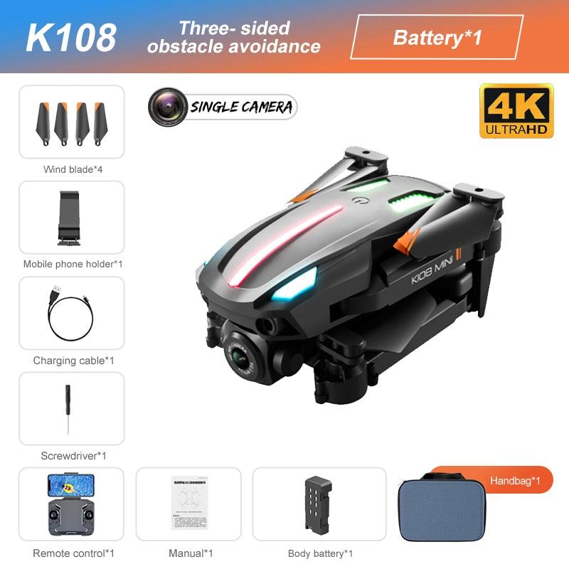 K108 Drone - 4K HD Camera Three-sided Obstacle Avoidance Fixed Height Professional Foldable Quadcopter Boy for Toys - RCDrone