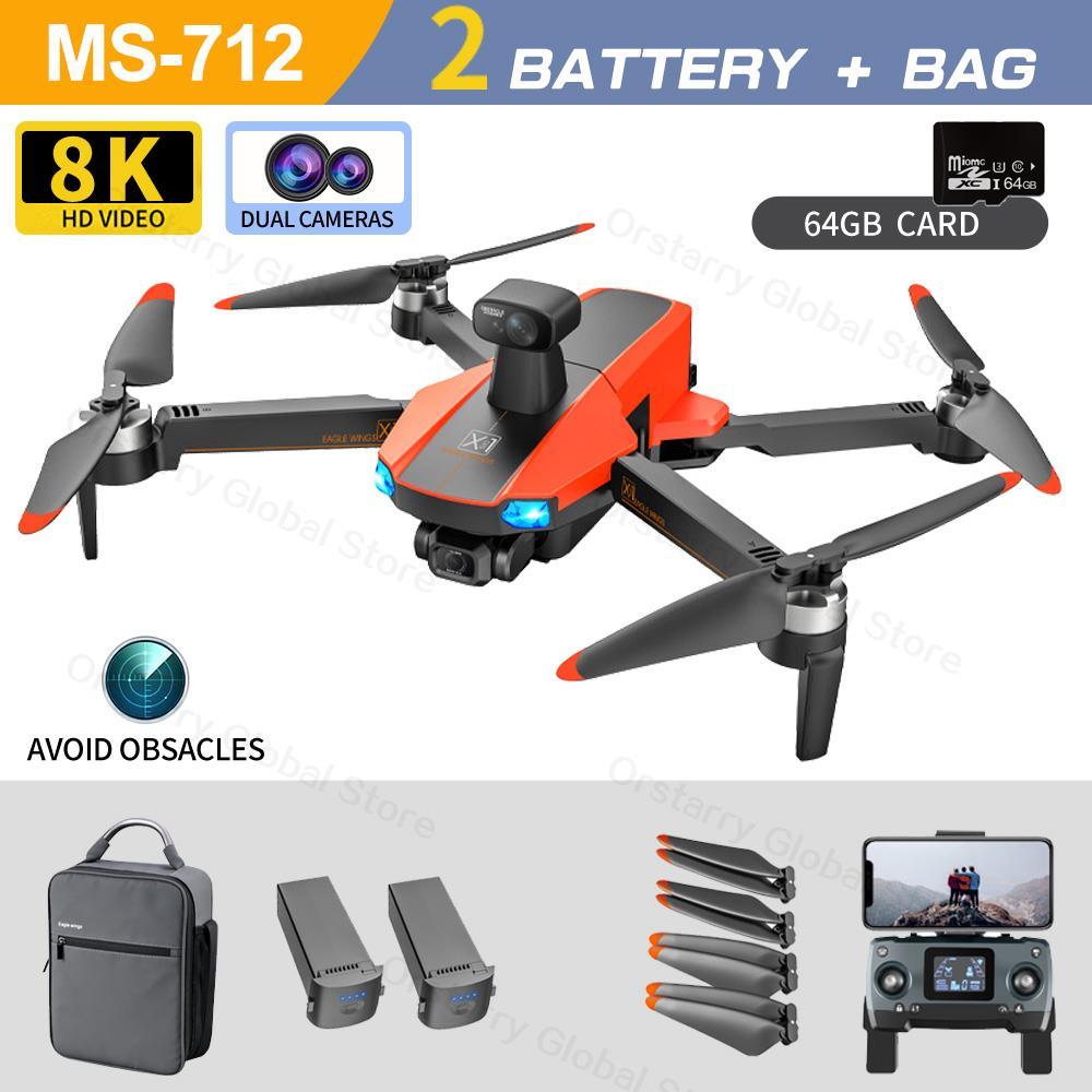 MS-712 Drone - GPS 5G 3-Axis Gimbal 8K HD UHD Camera Support TF Card Helicopter Brushless Motor FPV Quadcopter Aircraft Professional Camera Drone - RCDrone
