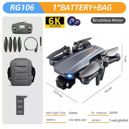 RG106 MAX Drone - Professional GPS 6K HD Dual HD Camera with 3-Axis Gimbal FPV Obstacle Avoidance Brushless Foldable Quadcopter Toys Professional Camera Drone - RCDrone