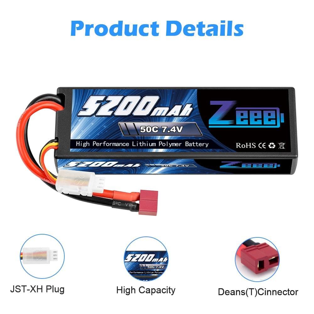 Zeee 2S lipo Batterie 7,4v 100C 5000mAh Courte, Connecteur 4,0 mm sphérique à Deans T pour RC Car RC Truck Flugzeug Helikopter Boot Buggy Wing RC Hobby (2 Paquets Zeee 2S lipo Batterie 7,4v 100C 5000mAh Courte, Connecteur 4,0 mm sphérique à Deans T pour RC Car RC Truck Flugzeug Helikopter Boot Buggy Wing RC Hobby (2 Paquets