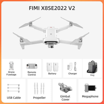 FIMI X8se 2022 V2 Drone - 3-axis Gimbal 4K HD Camera Drone Wifi GPS Drone 35Mins Flight Time Megaphone Version RC Helicopter - RCDrone