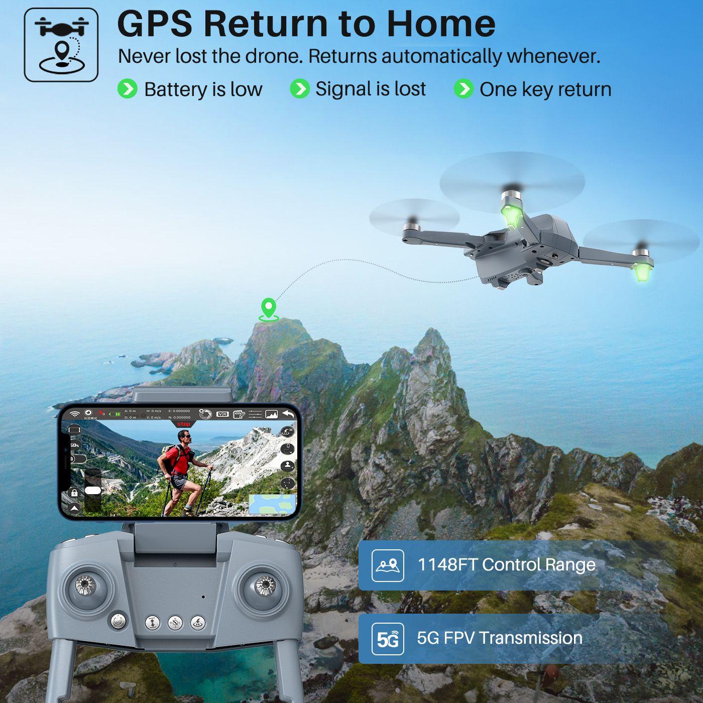 SYMA X500Pro GPS Drones - with 4K UHD Camera RC Quadcopter Brushless Motor, 5G FPV Transmission, Follow Me, Auto Return Home - RCDrone