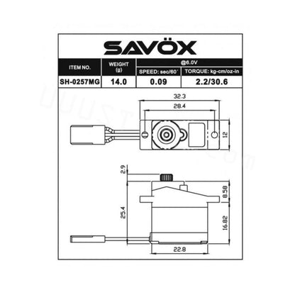 Genuine Savox SH-0257MG Super Speed Metal Gear Micro Digital Servo 14g 2.2kg.cm 0.09s/60° - RCDrone