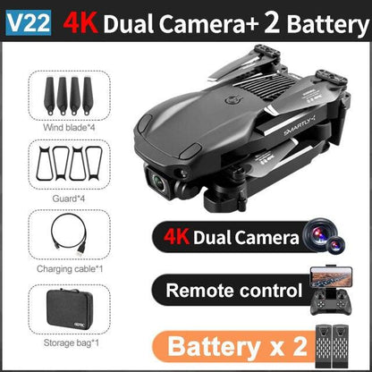 4DRC V22 Drone - 4k Profesional 1080P WiFi fpv Drones HD Dual Camera Quadcopter Obstacle Avoidance Helicopter Dron Toys - RCDrone