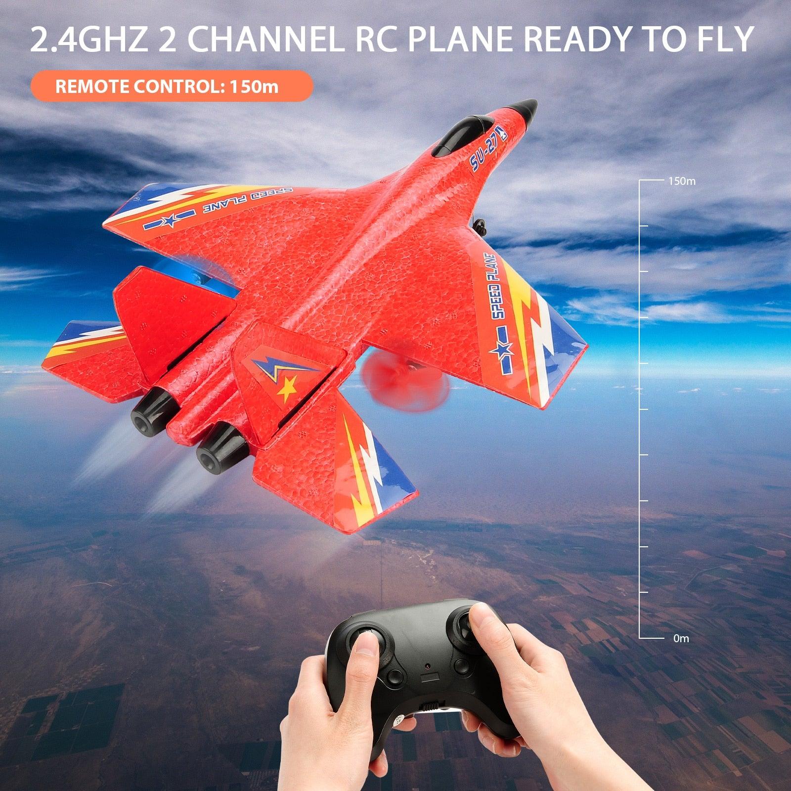 Brinquedo de aeronaves RC,Avião de controle remoto 2.4GHz 2CH - SU