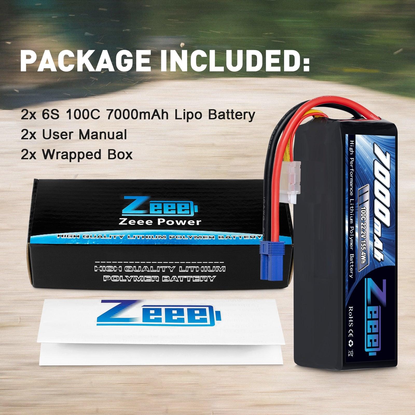 2Units Zeee Lipo Battery 4S 7000mAh 6S 14.8V 22.2V 100C Softcase with EC5 Plug for RC Car Truck Tank Racer Hobby RC Battery - RCDrone
