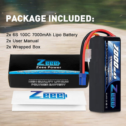 2Units Zeee Lipo Battery 4S 7000mAh 6S 14.8V 22.2V 100C Softcase with EC5 Plug for RC Car Truck Tank Racer Hobby RC Battery - RCDrone