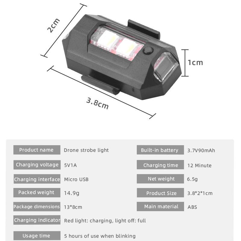 Strobe Light Drone Warning Light Anti-collision Warning Light USB Charging Signal Indicator Drone Motorcycle Bicycle Accessories - RCDrone