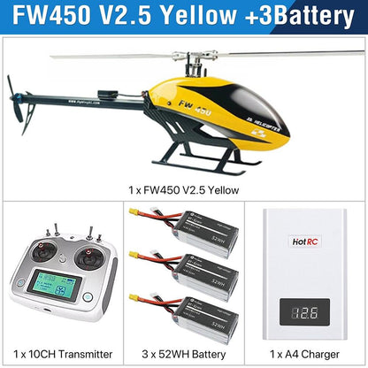 Fly Wing FW450L V2.5 RC Helicopters - Remote Control RTF FBL 3D GPS APP Automatic Return w/H1 Flight Control System 6CH Helicopter for Adults - RCDrone