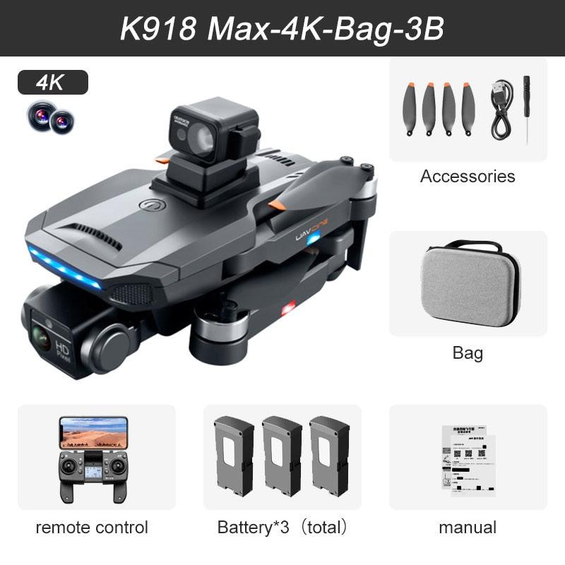 New XYRC K918 MAX GPS Drone 4K HD Professional Obstacle Avoidance 8K HD DualHD Camera Brushless Foldable Quadcopter RC Distance 1200M Professional Camera Drone - RCDrone