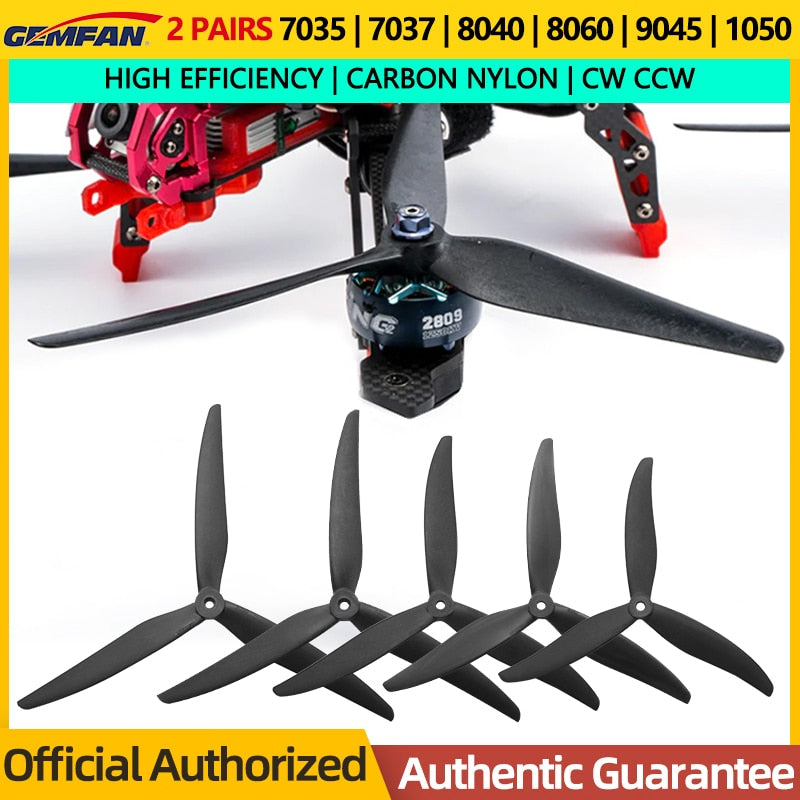 2PAIRS GEMFAN Drone Propeller, HIGH EFFICIENCY CARBON NYLON CW CCW Official Authorized