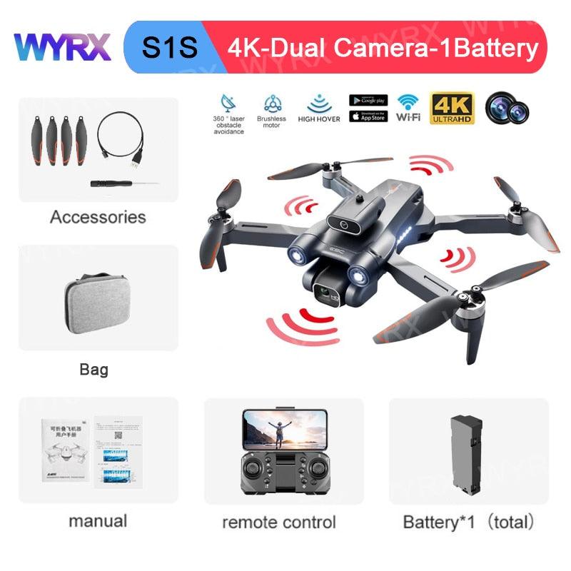 WYRX S1S GPS Drone - 5G 8K HD Dual Camera Professional Wifi FPV Obstacle Avoidance Optical Flow Folding Quadcopter Toy Boy Gift - RCDrone