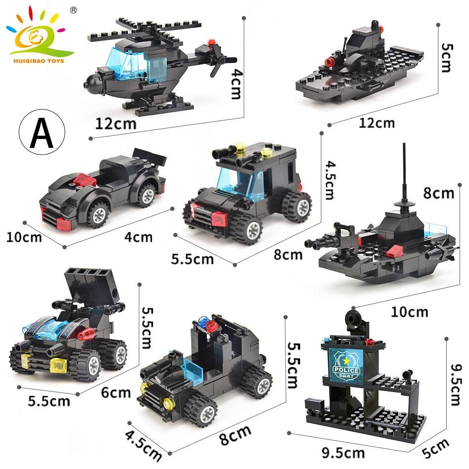 HUIQIBAO HQB07 - SWAT Police Station Truck Model Building Blocks City Machine Helicopter Car Figures Bricks Educational Toy For Children - RCDrone