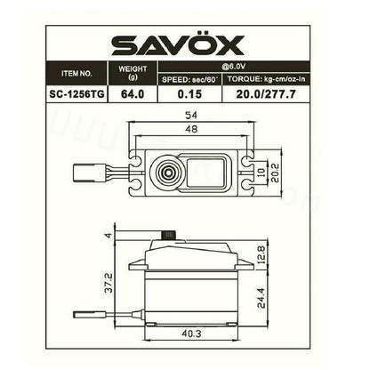 Taiwan Savox SC-1256TG 0.16S 20KG digital servo High Torque Titanium Gear Digital Steering Coreless Servo 1/8 1/10 RC parts - RCDrone