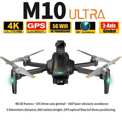 M10 Drone - Profesional GPS 3-Axis EIS TF 4K HD Quadcopter 5KM Remot Control Aircraft Brushless Motor Professional Camera Professional Camera Drone - RCDrone