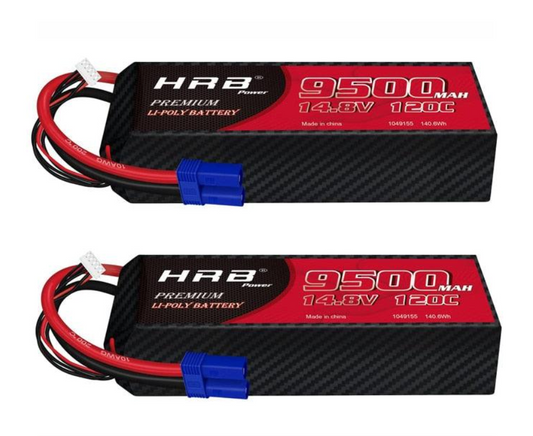 2 件 HRB RC 鋰聚合物電池 3S 4S 6S 電池 - 9500mah 8000mah 150C 120C 50C 7000mah 6000mah 11.1V 14.8V 22.2V 7.4V 遙控零件 FPV 無人機飛機硬殼